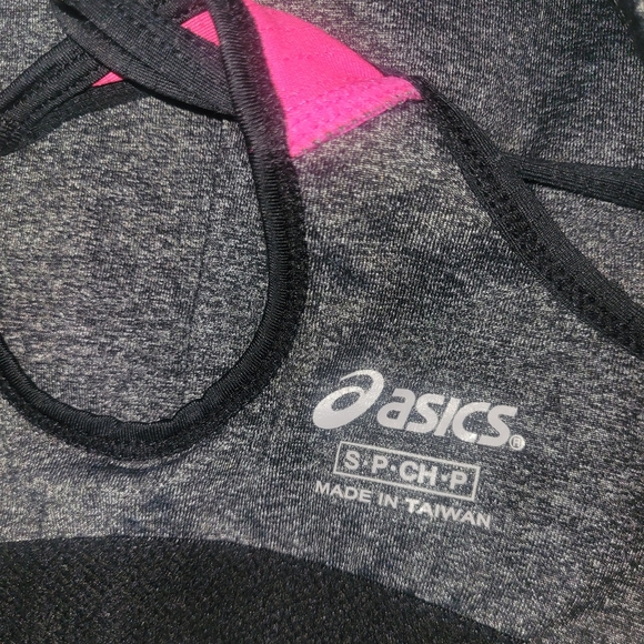 Asics Black Cross Back Abby Bra Tank Top with Pink Accents S - Picture 6 of 6